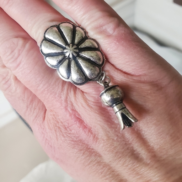 Boho Hippie gypsy concho squash Blossom Charm ring - Picture 5 of 9